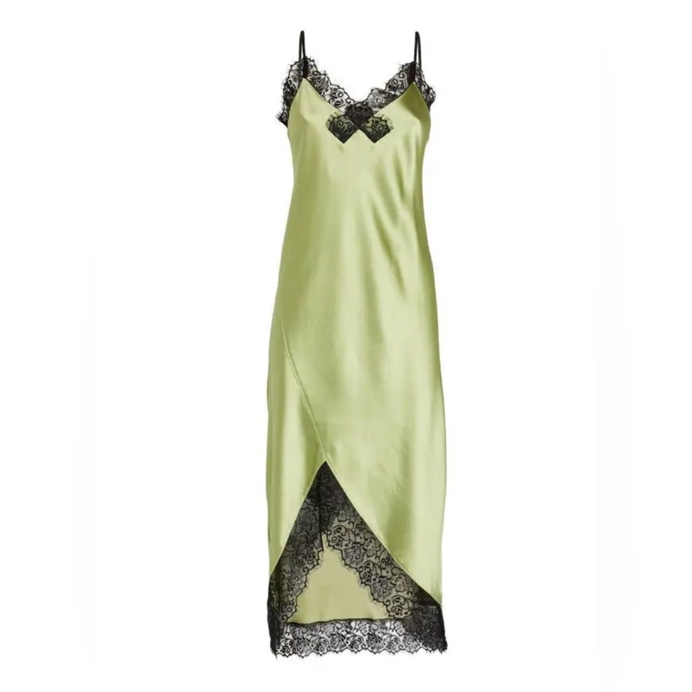 All Saints Sage and Black Lace Chemise